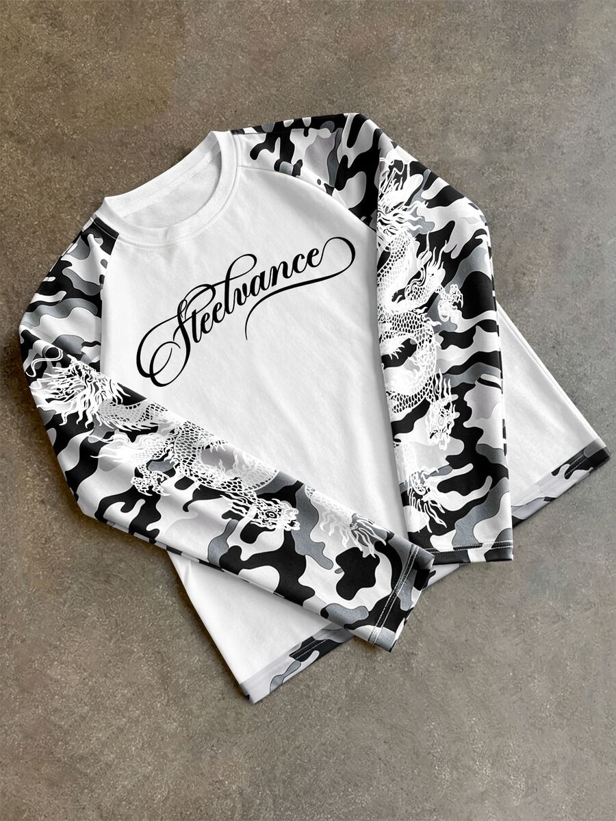 STEELVANCE Men's Letter Graphic Casual Daily Long Sleeve T-Shirt - Multicolor - View 1