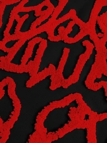 PAVTROS 男士淺粉色連帽衛衣，秋季街頭風圖案蜘蛛網與愛心3D刺繡「LOVE」連帽運動衫，節日返校Y2K男士禮物 - 黑色 - 查看 4