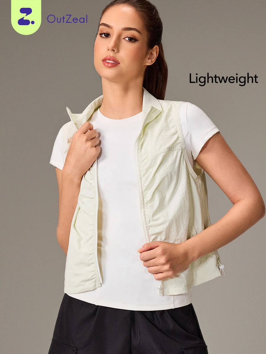 OutZeal Women Sports Jacket Workout Casual Water-Resistant Lightweight Vest - White - View 1
