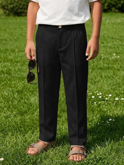 SHEIN Young Boy Young Boy Kids Spring/Summer Comfortable Casual Fashion Apricot Long Pants, Young Boy School Pant, Bottom, Back To School