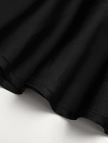 SHEIN 青少年女孩純色百褶休閒日常掛脖洋裝 - 黑色 - 查看 10