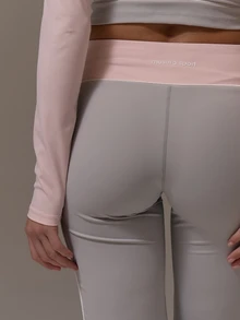 Musera Sport Contrast Colour Waist Piped Detail Fitted Flare Coord Legging Cute Girly Autumn Winter Fall Gym Holiday Dainty Ice - Grey - View 5