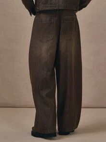 Musero Barrel Leg Pannelled Denim Jean Utility Belt Detail Co Ord Jeans Only Autum Winter Essentials - Brown - View 4