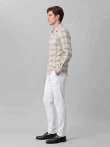Colvenic 男士休閒百搭修身牛仔褲，附口袋 - 白色 - 查看 4