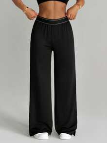 Velisys Velisys Casual Versatile Black High-Stretch Elastic Band Side Slit Design Comfortable Slimming Sports Long Pants - Multicolor - View 4