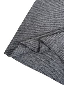 Vionelle Plus Size Autumn/Winter Fitted Knit Long Dress, Colorblock Round Neck Half-Button Flare Sleeve Bodycon Sweater Dress Formal Holiday Grey Casual Baggy - Grey - View 9