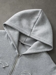 PAVTROS Men's Patchwork Embroidered Long Sleeve Hoodie And Drawstring Waist Pants Set - Grey - View 5