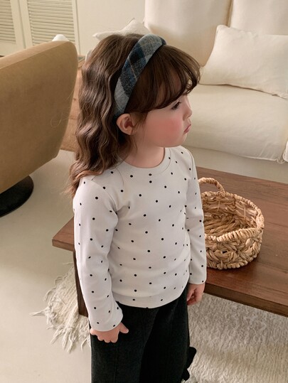 DAZY Atasan Lengan Panjang Motif Polkadot untuk Bayi Perempuan, Kasual, Serbaguna, untuk Aktivitas Sehari-hari