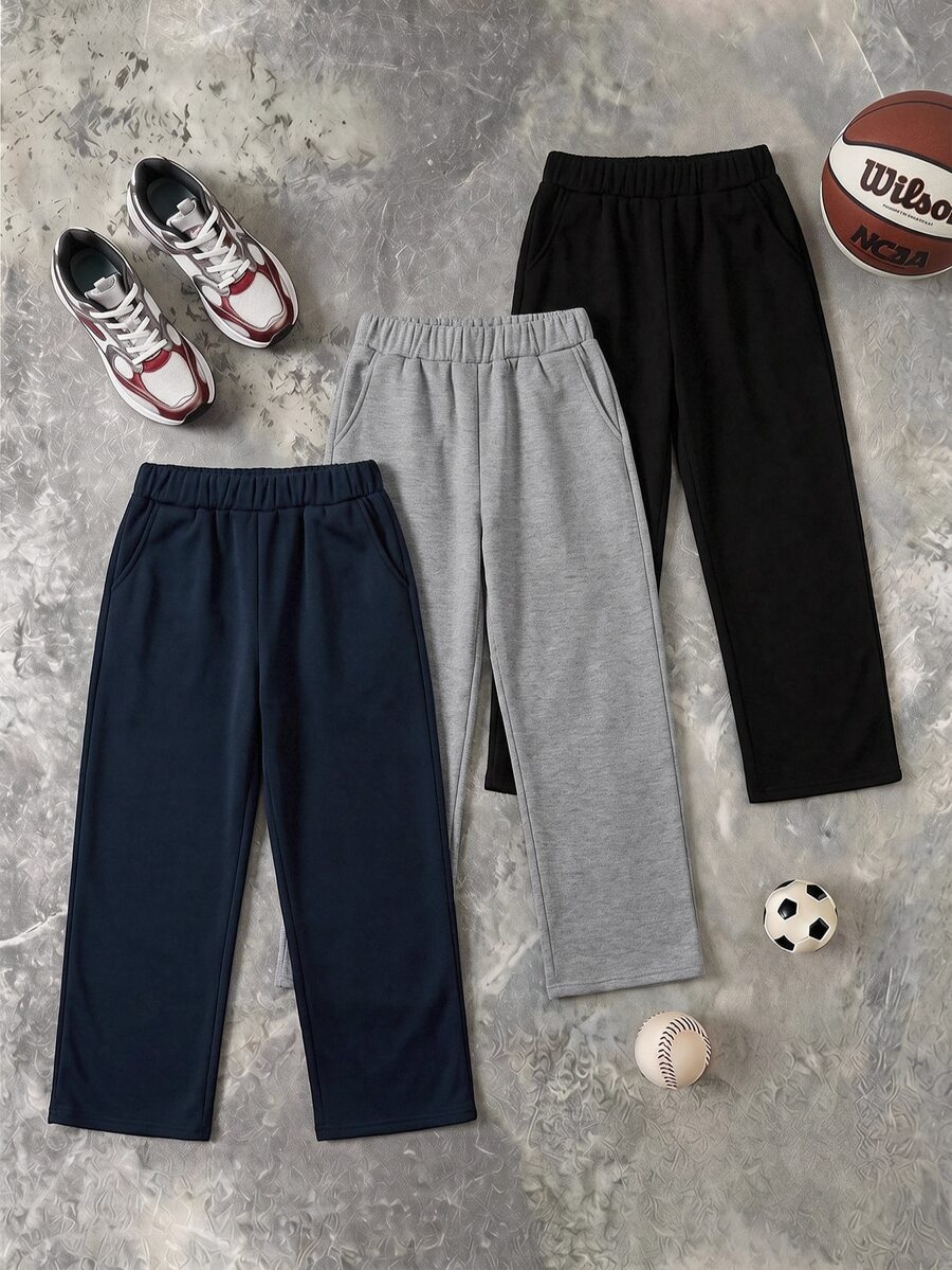 SHEIN 3PCS Teen Boys Sweatpants Winter - Black - View 1