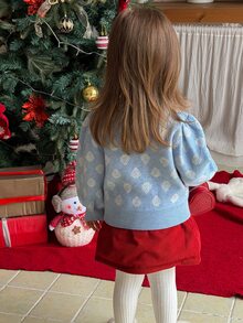 DAZY Infant (Girl) Round Neck Colorblock Long Sleeve Heart Korean Style Cardigan - Baby Blue - View 2