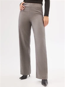 KÆRIA Hus High Waist Clean Front Straight Leg Trousers - Compact Tailoring - Taupe Grey - Tailored, Minimalist, Day, C - Grey - View 5