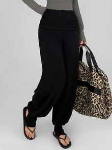 DAZY Women's Solid Color Casual Versatile Daily Travel Sports Long Pants - Black - View 7