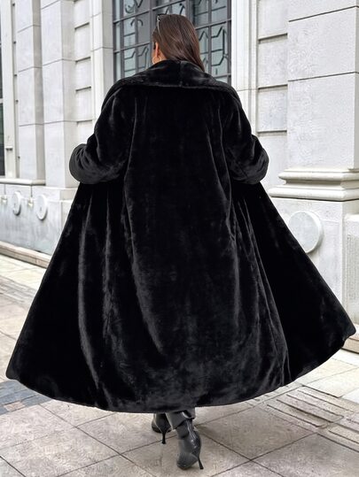 GalTyme Elegante Mode-Jacke in Große Größen mit Kunstfell und langen Ärmeln