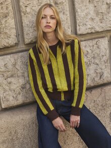 Nöista Women's Striped Colorblock Casual Daily Cardigan - Coffee Brown - View 3