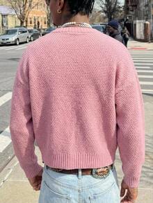 NEOSTRIT 男士時尚刺繡飛機扣針織開襟衫 - 粉色 - 查看 2
