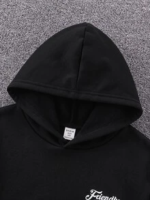 SHEIN 6件組男童白色秋季圖案街頭風返校套裝，2件式保暖刷毛連帽衛衣與寬鬆慢跑長褲運動服套裝 - 彩色 - 查看 4