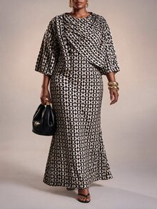Zivah Plus Size Women's All-Over Print Casual Daily Summer Travel Dress - Multicolor - View 9