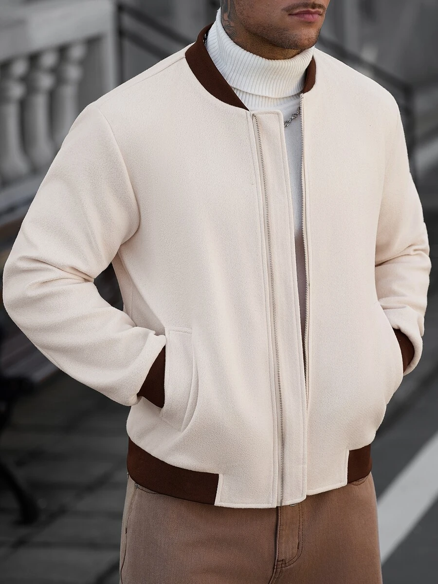 Manfinity CasualCool Mantel Kasual Pria Warna Polos dengan Desain Saku, Cocok untuk Pakaian Sehari-hari, Juga Hadiah Ideal untuk Pacar dan Suami - Aprikot - View 1