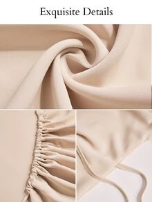 SOLERSUN Women's Lapel V-Neck Wrap Blouse Long Sleeve Ruched Side Tie Draped Shirt,Drawstring Ruched Waist ShirtElegant Casual Office Work Tops - Apricot - View 7