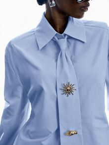 LYSMO Women's Solid Color Casual Versatile Daily Long Sleeve Shirt - Baby Blue - View 8