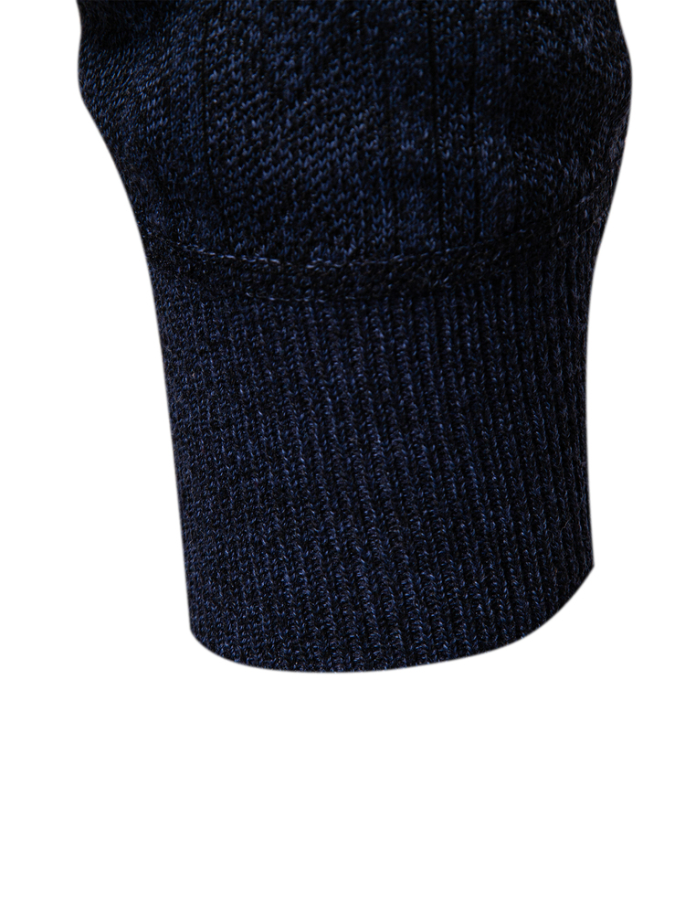Manfinity Homme Men's Autumn/Winter Thermal Lined V-Neck Long Sleeve Casual Versatile Sweater - Navy Blue - View 4