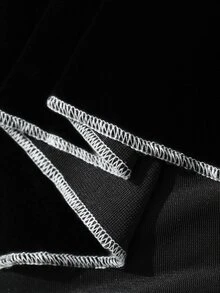 FRIFUL Gaun Pesta Kasual Wanita dengan Motif Blok Warna dan Tali Bahu Tipis - Hitam - View 8