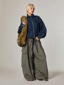 COUREZ Extreme Parachute Cargo Trousers In Check /Y2K Pants For Women Fall Clothes For Women Autumn Outits Women Winter Pants Fall Style - Multicolor - View 2