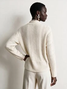 Aalyst Women's French Lazy Relaxed Style V-Neck Lapel Long Sleeve Knit Cardigan, Fashion Street Versatile Open Front Top, Autumn/Winter - Apricot - View 2