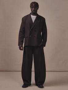Musero Oversized Double Breatsed Blazer With Side Vents Chest Pocket Co Ord Blazer Only Autum Winter Essentials - Black - View 2