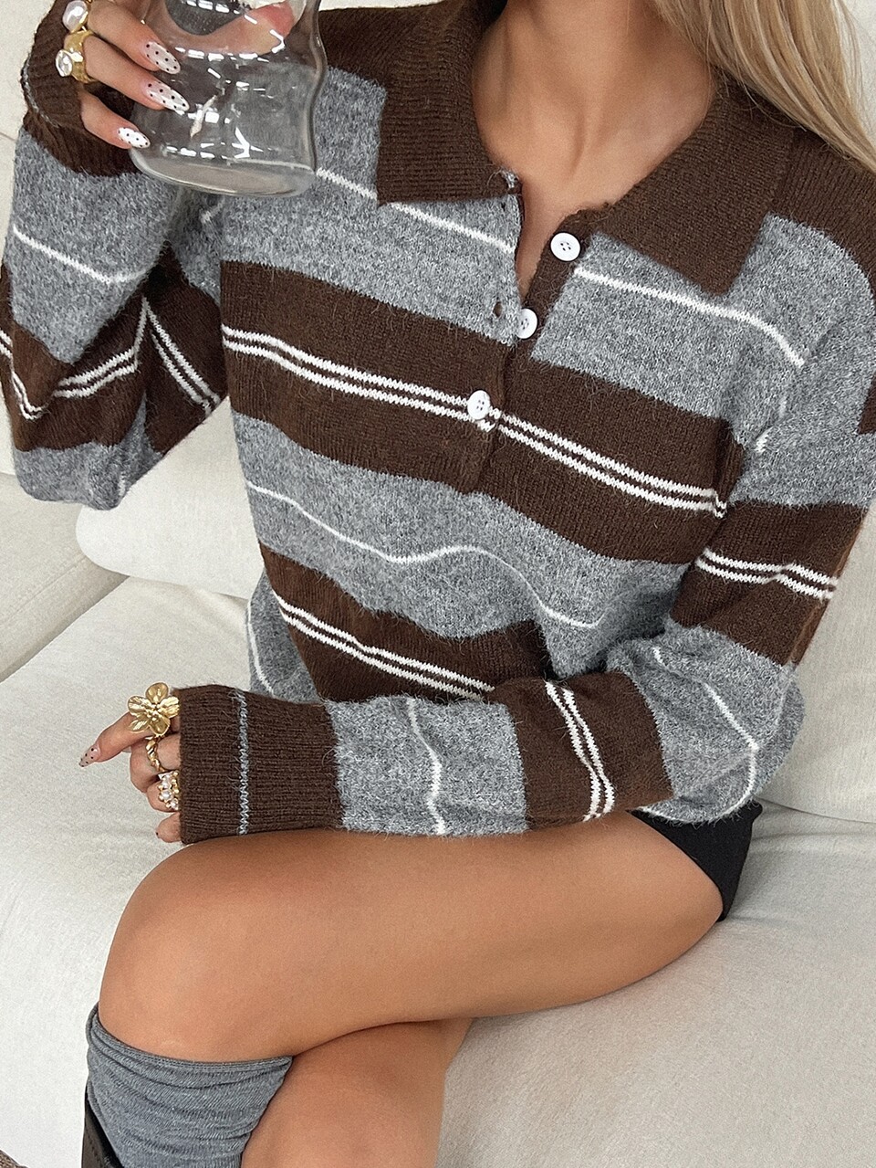 Women's Striped Loose Urban Casual Pullover Sweater