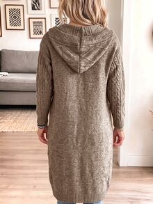 SHEIN Women's Solid Color Casual Versatile Daily Outing Cardigan - Mocha Brown - View 8