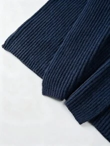 SHEIN Waterfall Collar Drop Shoulder Cardigan - Navy Blue - View 3