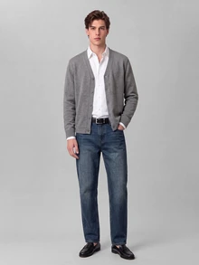 Colvenic Men's Solid Color Long Sleeve Single-Breasted Casual Knit Cardigan, Old Money - Grey - View 5