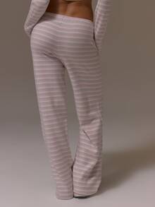 Musera Sport Multicolour Stripe Drawstring Knitted Loose Fit Sweatpant Trouser Cute Girly Autumn Winter Fall Gym Holiday Dainty Ice - Multicolor - View 4