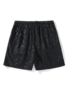 GymBeat Men's Letter Print Drawstring Waist Pocket Sports Shorts - Multicolor - View 2