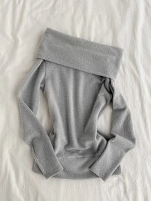 Attitoon Women's Korean Style Fashion Long Sleeve T-Shirt Streetwear Vacation - Grey - View 2