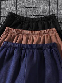 SHEIN 6件組買3送3兒童青少年男孩休閒百搭條紋拼接連帽衛衣與慢跑褲套裝，抓絨內裡加厚，適合秋冬、學校、家庭聚會、開學季、運動，秋季穿搭，冬季穿搭 - 彩色 - 查看 4