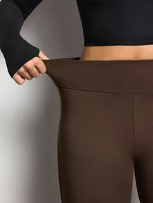 Easithlete Easithlete Women's Solid Color Casual Daily Wear Sports Leggings - Brown - View 7
