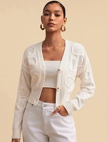 Travachic Women's Long Sleeve Single-Breasted Fashion Elegant Romantic Cardigan , White,Versatile Outerwear, Suitable For Commuting, Daily, Casual, Outing - Blue - View 3