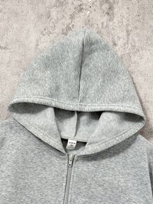 SHEIN Coolqubz 青少年男孩字母印花連帽拉鍊運動運動衫 秋季 - 灰色 - 查看 3