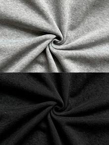 SHEIN Unity Damen 2-teiliges Set mit lockerem Schnitt, Spalt-Reißverschluss und Revers in Schwarz und Grau, Pullover-Sweatshirt für Herbst/Winter, Schulanfang, geeignet für Damen-Treffen, Dates, Arbeit, Pendeln, Alltag, Abschlusszeit, Abschlussfeier, Lehrertag, Thanksgiving, essentielles Arbeits- und Pendler-Outfit, Damen-Sweatshirt - Verschiedenfarbig - Übersicht 5