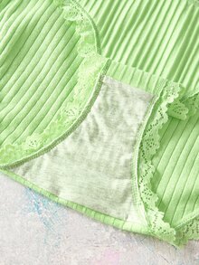 Elorette 7件組粉色多色蕾絲拼接高彈性針織紋理舒適日常大尺碼內褲 - 彩色 - 查看 5