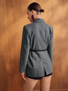 MOTF PREMIUM WOMEN'S SOLID COLOR FASHION VERSATILE DAILY WEAR OVERCOAT - Dark Grey - View 4
