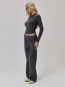 MUSERA Grey Graphic Detail Long Sleeve Top And Straight Leg Trousers Co Ord Sold As Set Fall Autumn Winter - Grey - View 6