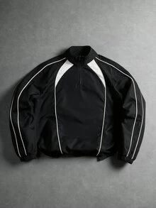 PAVTROS Men's Colorblock Casual Versatile Daily Travel Long Sleeve Jacket - Black - View 1