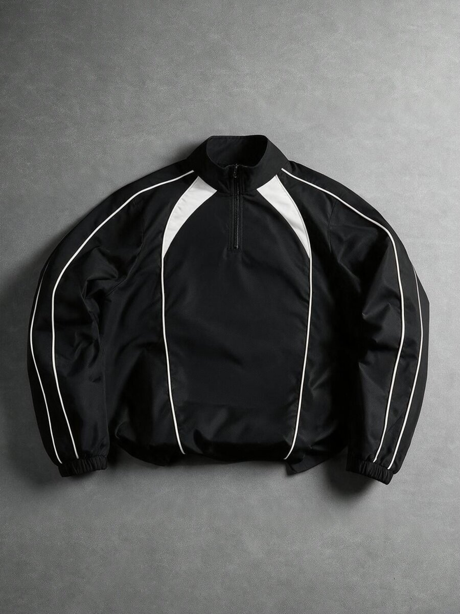 PAVTROS Men's Colorblock Casual Versatile Daily Travel Long Sleeve Jacket - Black - View 1