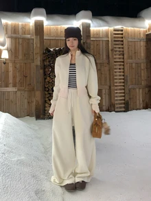 DAZY Women's Korean Style Solid Color Long Sleeve Jacket & Long Pants 2 Pieces Set, Spring/Autumn - White - View 5