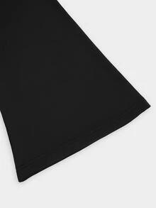 Sweetra Plus Size Women's Solid Color Casual Versatile Daily Long Sleeve T-Shirt - Black - View 4