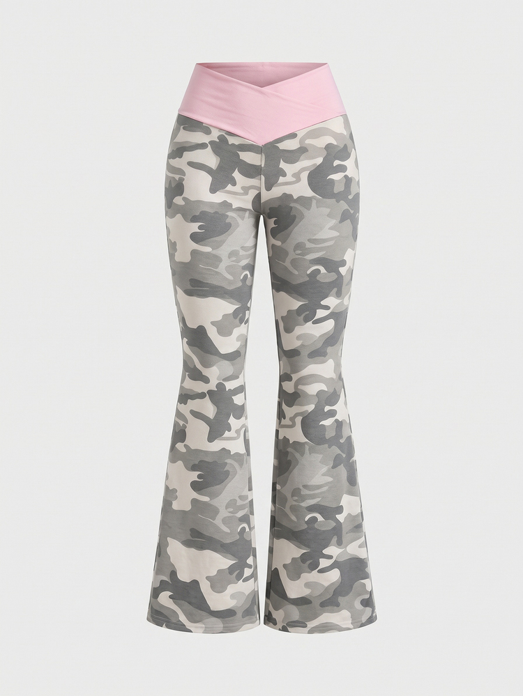 Slaydiva New Fall/Winter Women Flare Leggings High Waist Stretchy Yoga Pants/Streetwear/Going Out/Y2k/Back To School/Casual/Holiday/Night Club/Camo - Multicolor - View 3