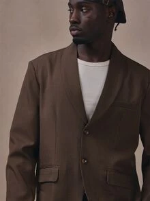 Musero Oversized Blazer With Slim Lapel Welt Pocket Co Ord Blazer Only Autum Winter Essentials - Brown - View 5